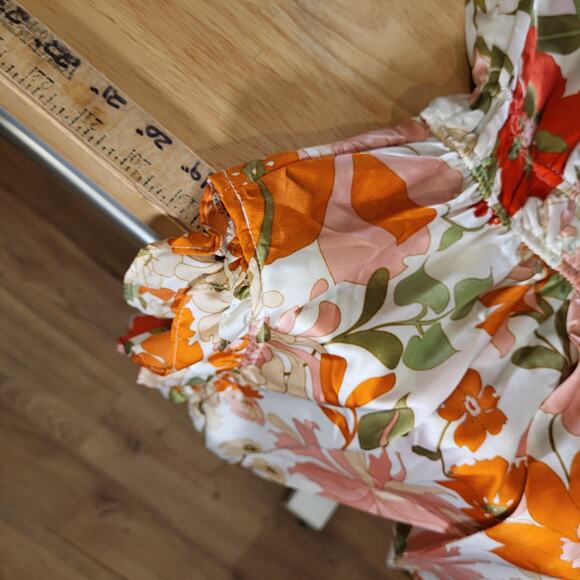 Entro Floral Mini Dress - Orange and Green - Picture 10 of 12